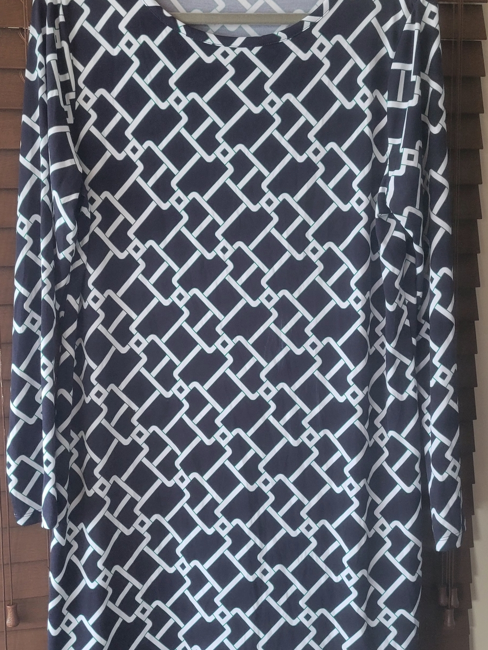MICHAEL Michael Kors Midi Dress 3/4 Sleeve Blue & White with Teal Accents